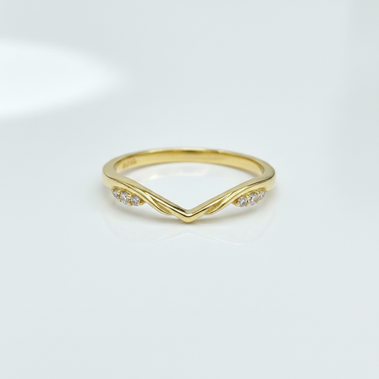92.5 Sterling Silver Gold Plated Twin CZ Shoulder Finger Ring