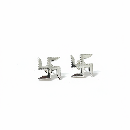92.5 Silver Swastik Earrings for Women | Stylish Spiritual Design | Traditional Elegant Jewellery