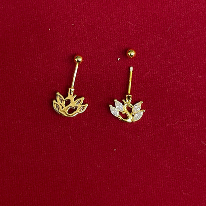 92.5 Silver Gold Plated CZ Swan Piercing Bugadi for Women