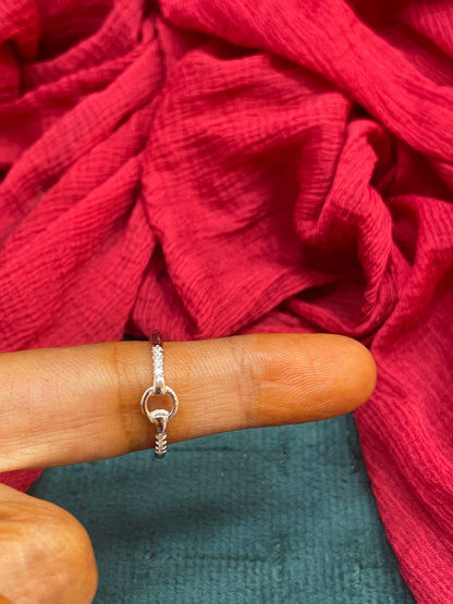 92.5 Silver Loop Tie Ring - Size 11