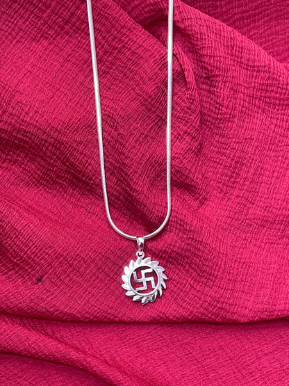 92.5 Silver Swastik Pendant for Men & Women | Auspicious Symbol Design | Traditional Spiritual Jewellery