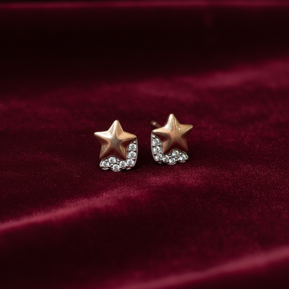 92.5 Silver Rose Gold Plated Star Earrings for Women | Stylish Celestial Design | Elegant Trend Jewellery