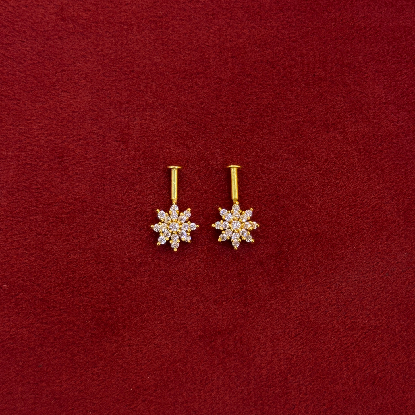 925 Silver Gold Plated 8 Petal Bugadi Pair