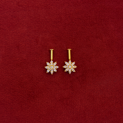 925 Silver Gold Plated 8 Petal Bugadi Pair