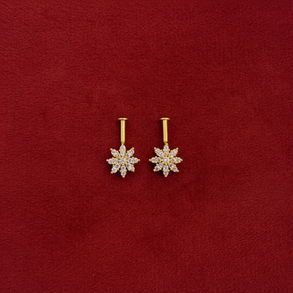 925 Silver Gold Plated 8 Petal Bugadi Pair