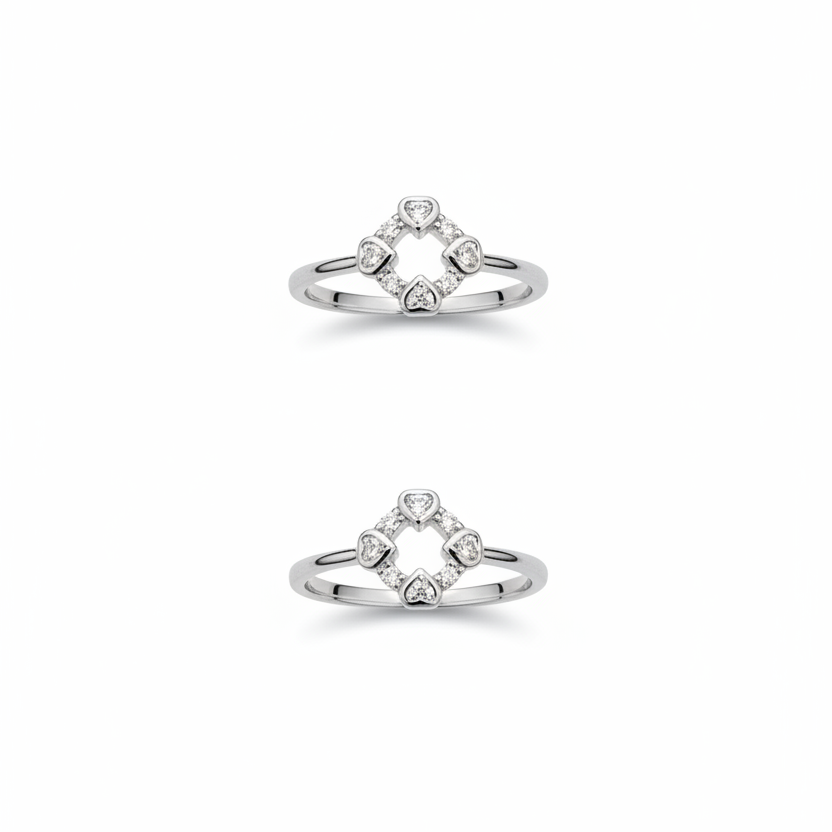 925 Silver Diamond Hearts Toe rings