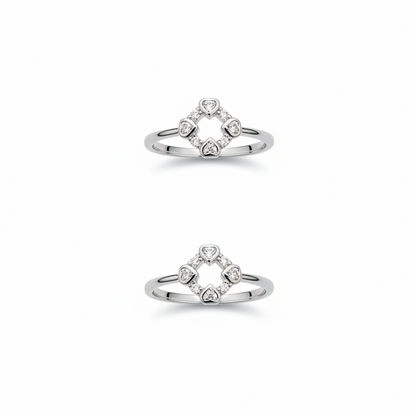 925 Silver Diamond Hearts Toe rings