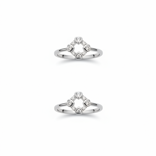 925 Silver Diamond Hearts Toe rings