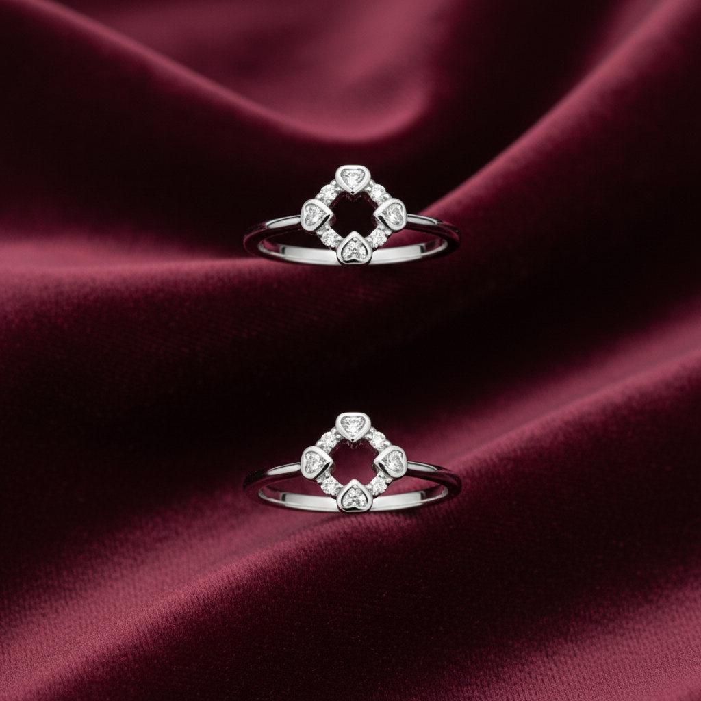 925 Silver Diamond Hearts Toe rings