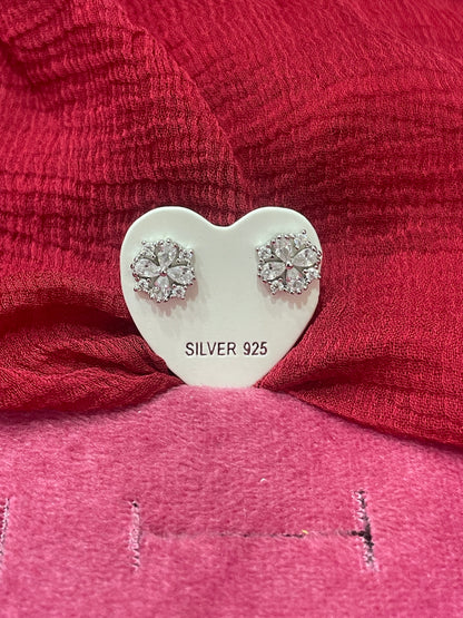 92.5 Silver Classy Flower Studs | Elegant Minimal Design | Jewellery
