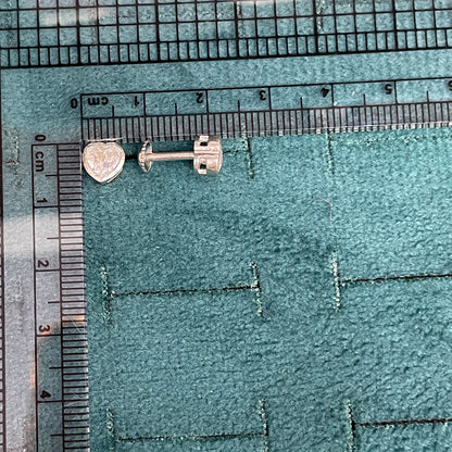 92.5 Silver Heart Studs Pair