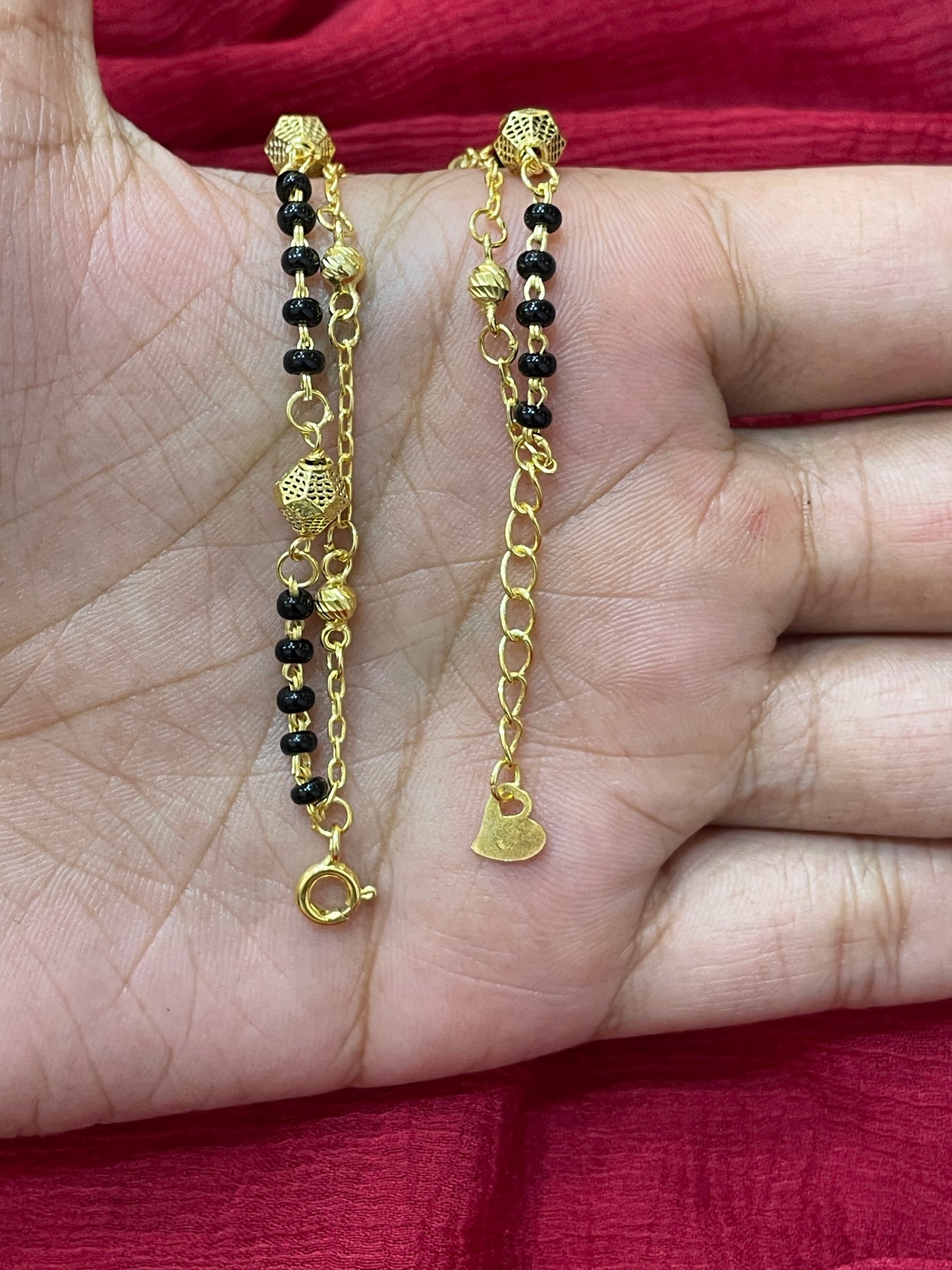 92.5 Silver Gold Plated Black Bead Bracelet for Women 8 Inches | Classy Elegant Design | Stylish Jewellery