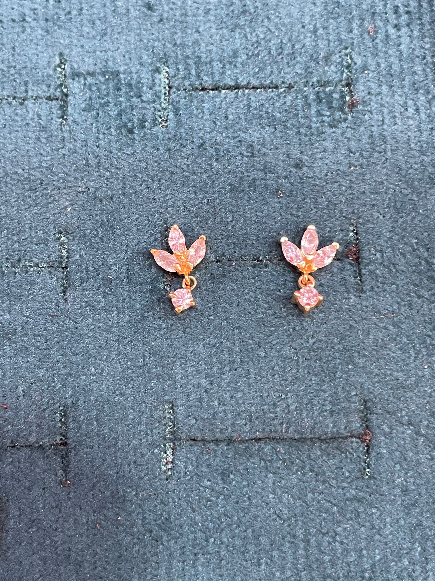 925 Silver Gold Plated Flower Drop Earstuds