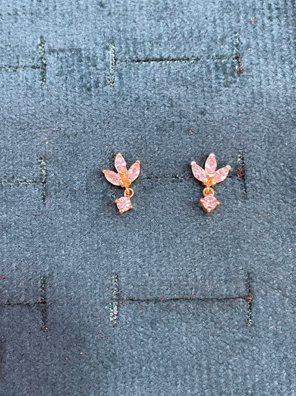 925 Silver Gold Plated Flower Drop Earstuds