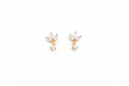925 Silver Gold Plated Flower Drop Earstuds