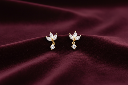 925 Silver Gold Plated Flower Drop Earstuds