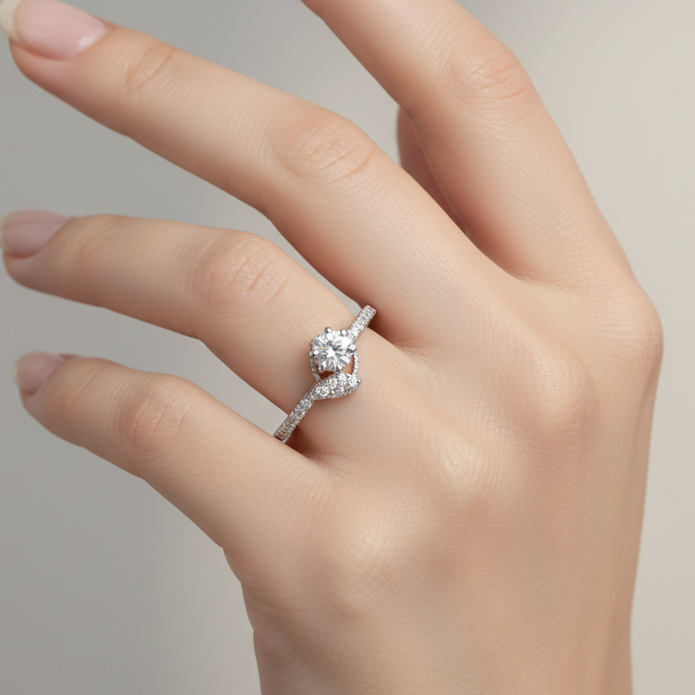 925 Silver Solitaire Ring- size 9