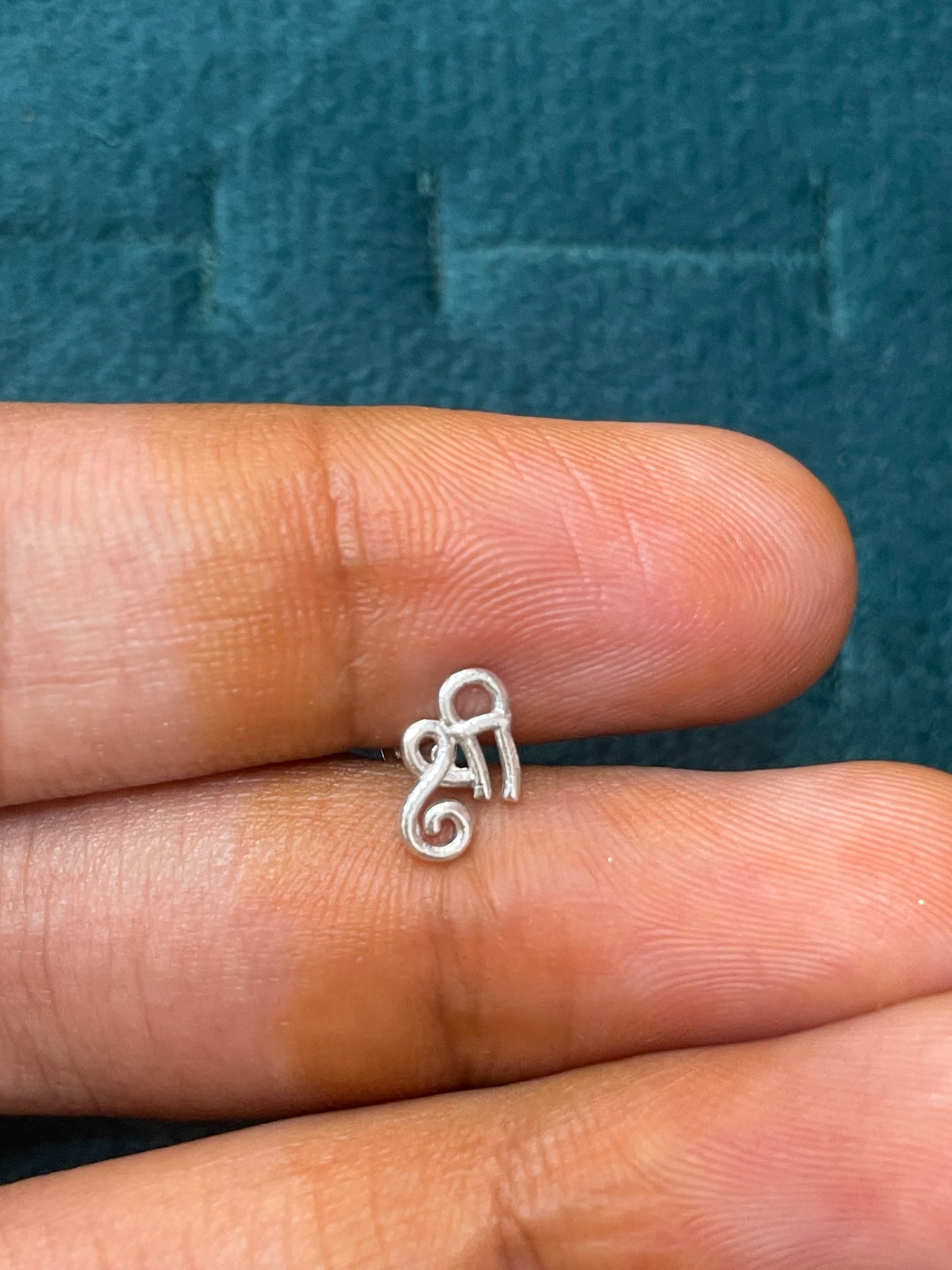 92.5 Silver Shree Second Studs | Stylish Spiritual Design | Elegant Jewellery