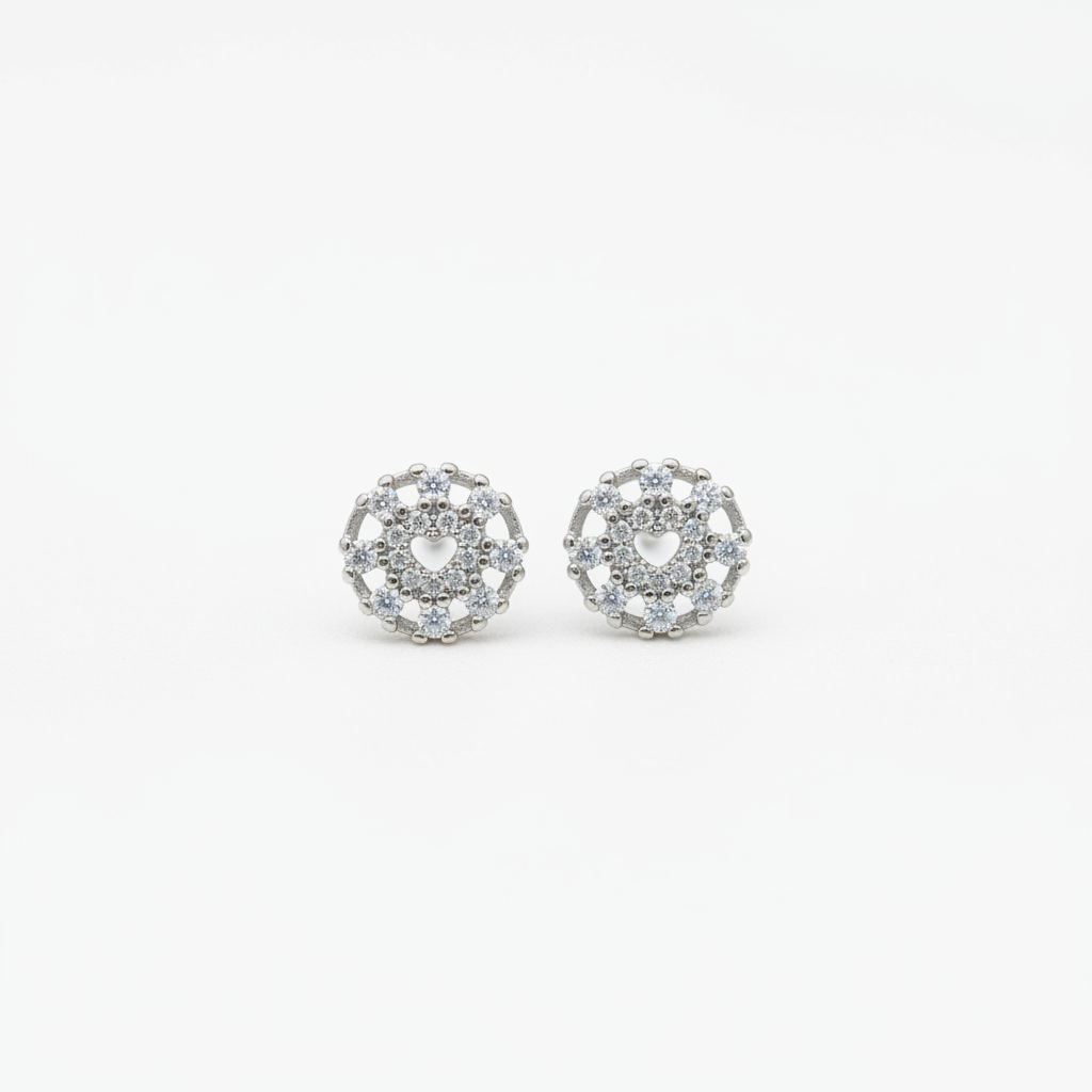 92.5 Silver Round Shape Earrings | Stylish Classic Design | Elegant Jewellery