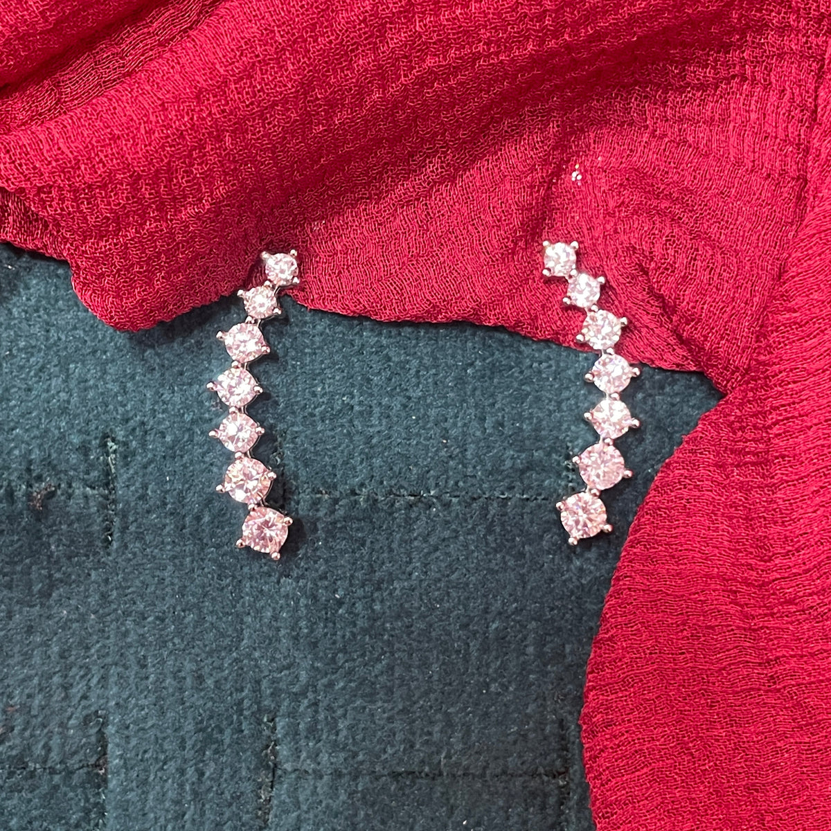 92.5 silver classy white stone earcuffs pair