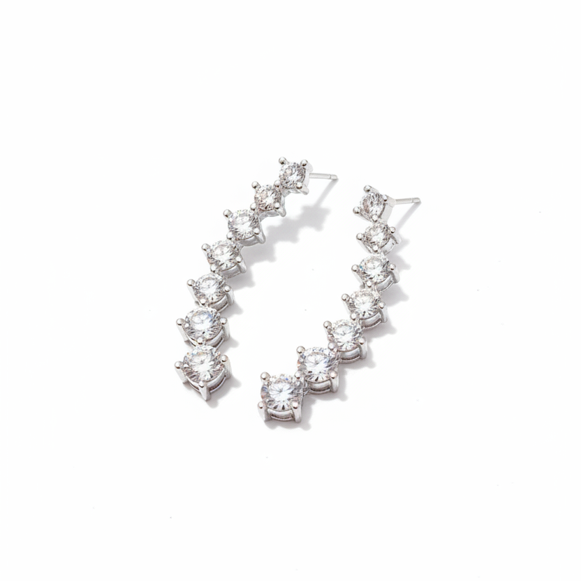 92.5 silver classy white stone earcuffs pair
