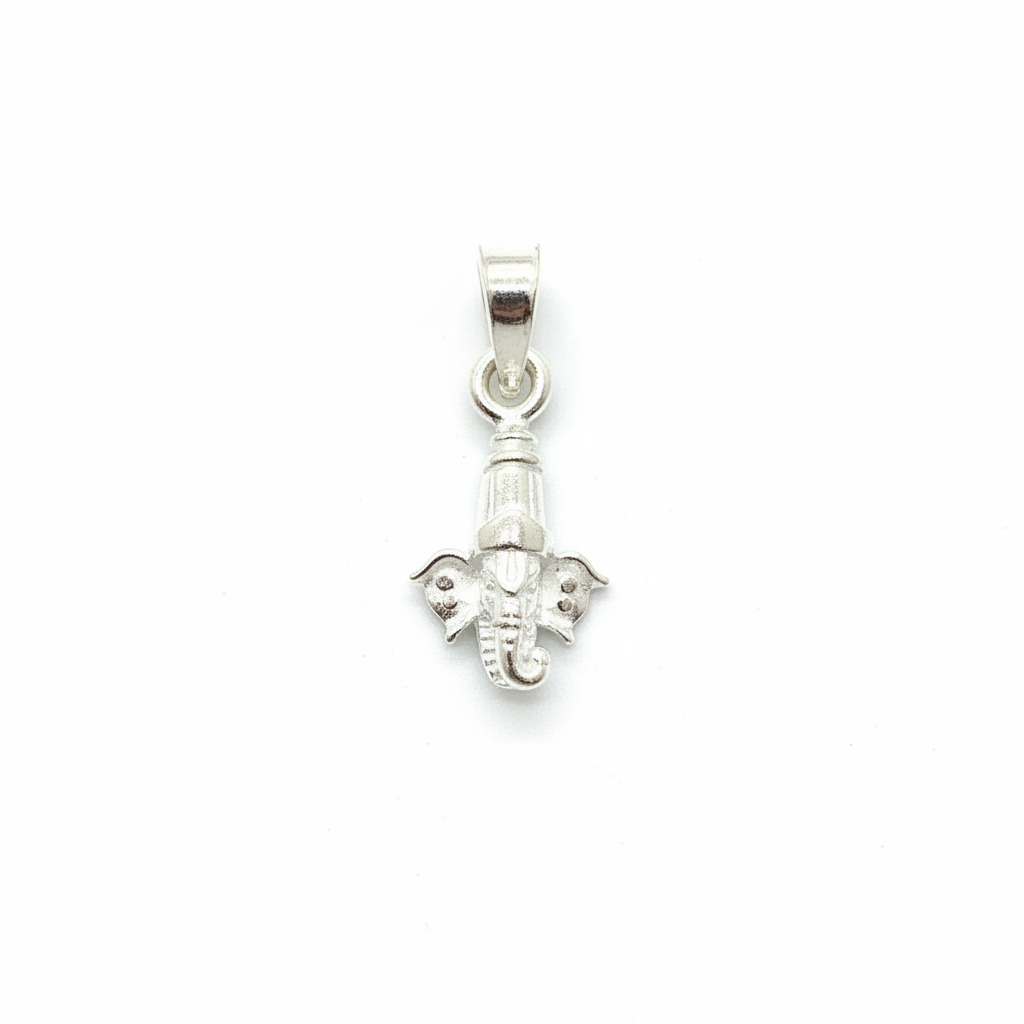92.5 Sterling Silver 3D Ganesha Face Pendant