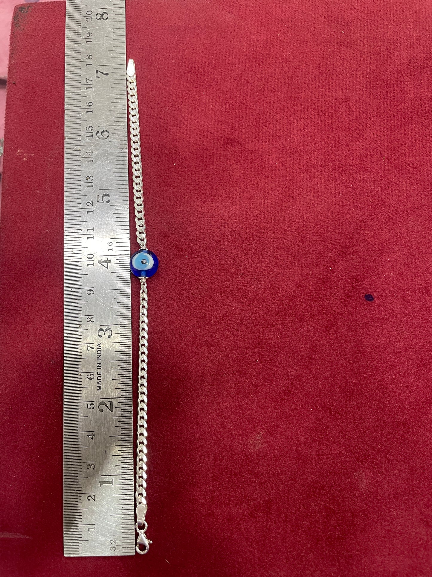 925 Silver Evil Eye curb bracelet- 7 inch