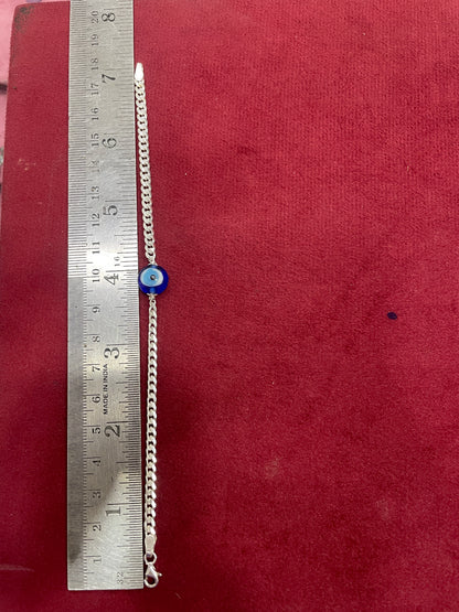 925 Silver Evil Eye curb bracelet- 7 inch