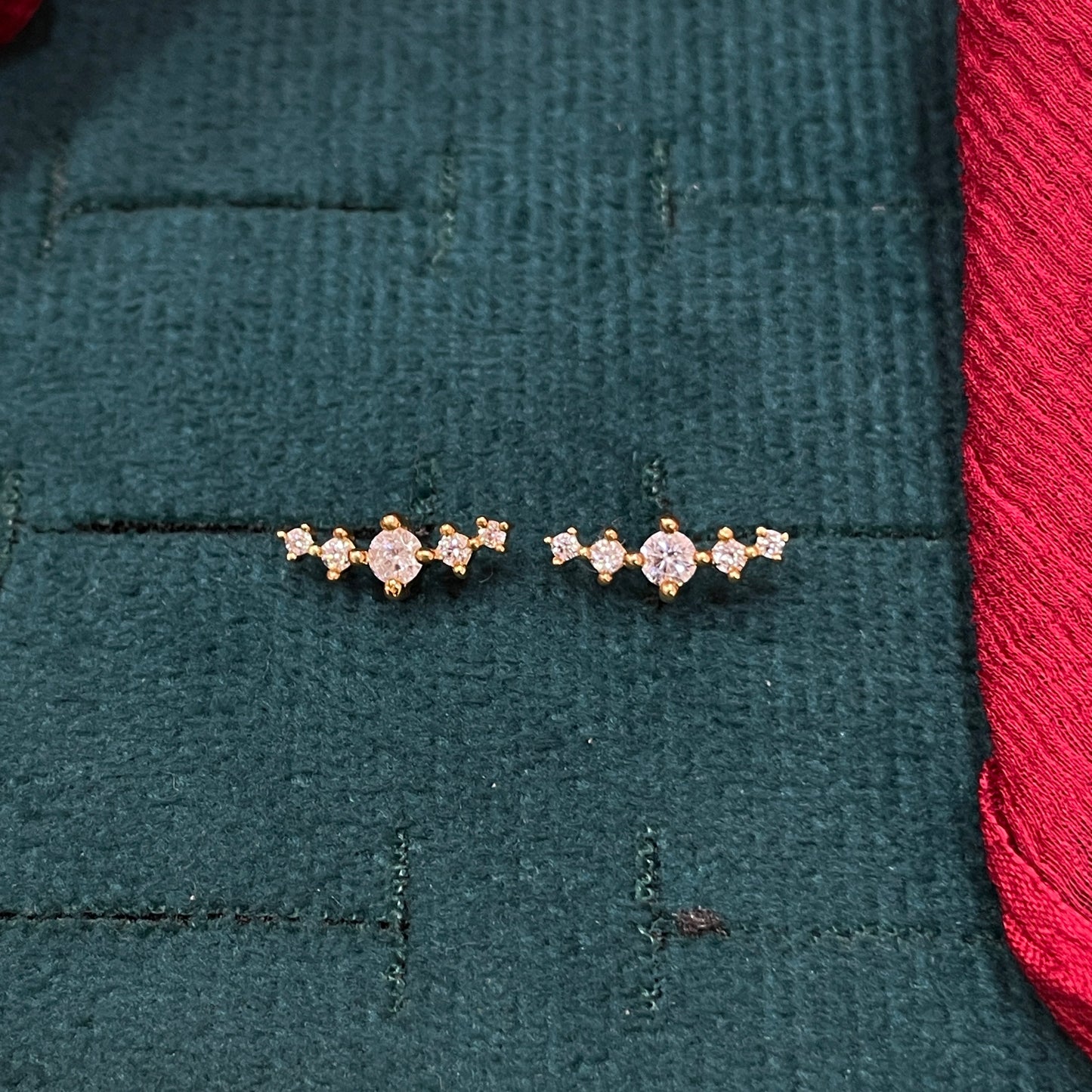 925 Silver Gold Plated 5 Stone Studs for Women | Classic Stud Earrings