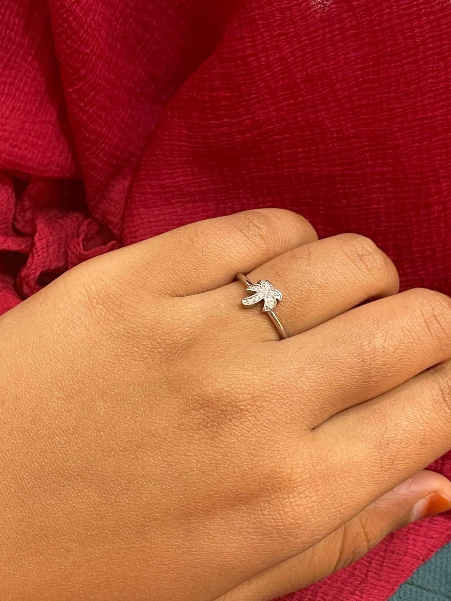 92.5 Silver Palm Tree Ring for Women Size 13 | Stylish Tropical Design | Elegant Fashion Jewellery