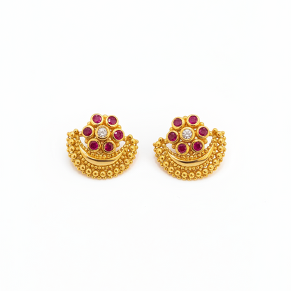 925 Silver Gold Plated Ruby Studs