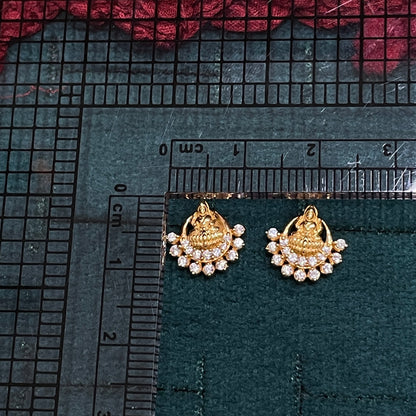 92.5 silver Gold-Plated Lakshmi Temple Stud Earrings