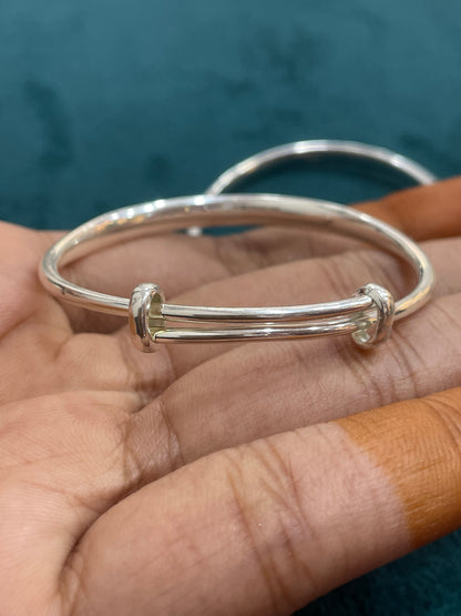 92.5 Silver Kids Kada | Stylish Smooth Finish | Elegant Jewellery