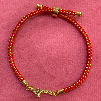 Gold-Plated Rakhi for Sister | CZ Butterfly Charm on Red Braided Silk Thread