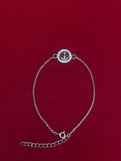 925 Sterling Silver Khanda Rakhi | Stone-Studded Chain Rakhi for Raksha Bandhan