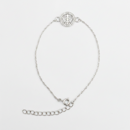 925 Sterling Silver Khanda Rakhi | Stone-Studded Chain Rakhi for Raksha Bandhan