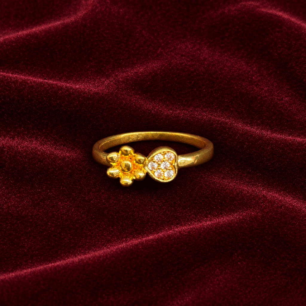 92.5 Silver with Gold Plating Flower Ring for Women
