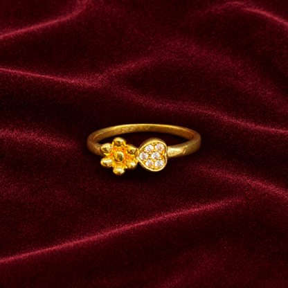 92.5 Silver with Gold Plating Flower Ring for Women