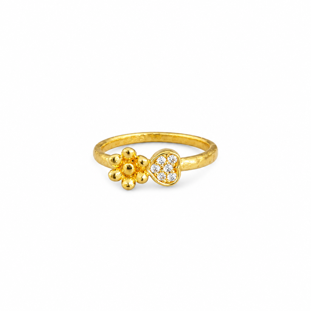 92.5 Silver with Gold Plating Flower Ring for Women
