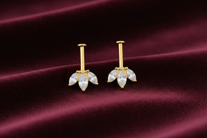 92.5 Silver Gold Plated Three Leaf Bugadi (Pair) | Floral Elegant Design | Jewellery