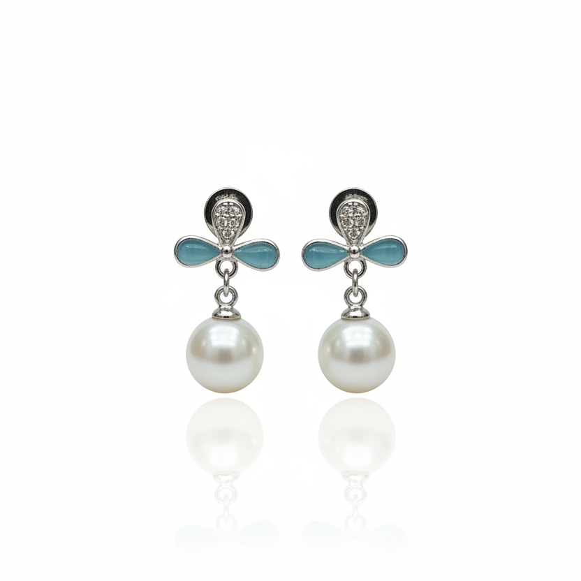 92.5 Silver Pearl Hanging Earrings for Women | Stylish Dangle Design | Elegant Jewellery pair