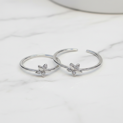 92.5 Sterling Silver Flower Toe Rings for Women | Floral Elegant Design
