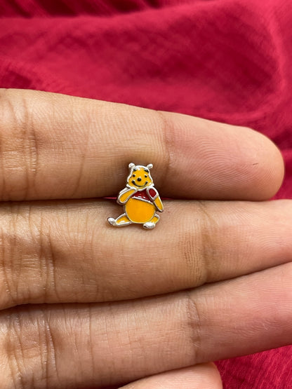 92.5 Silver Pooh Bear Inspired Earrings for Women & Kids | Cute Stylish Design | Trendy Jewellery