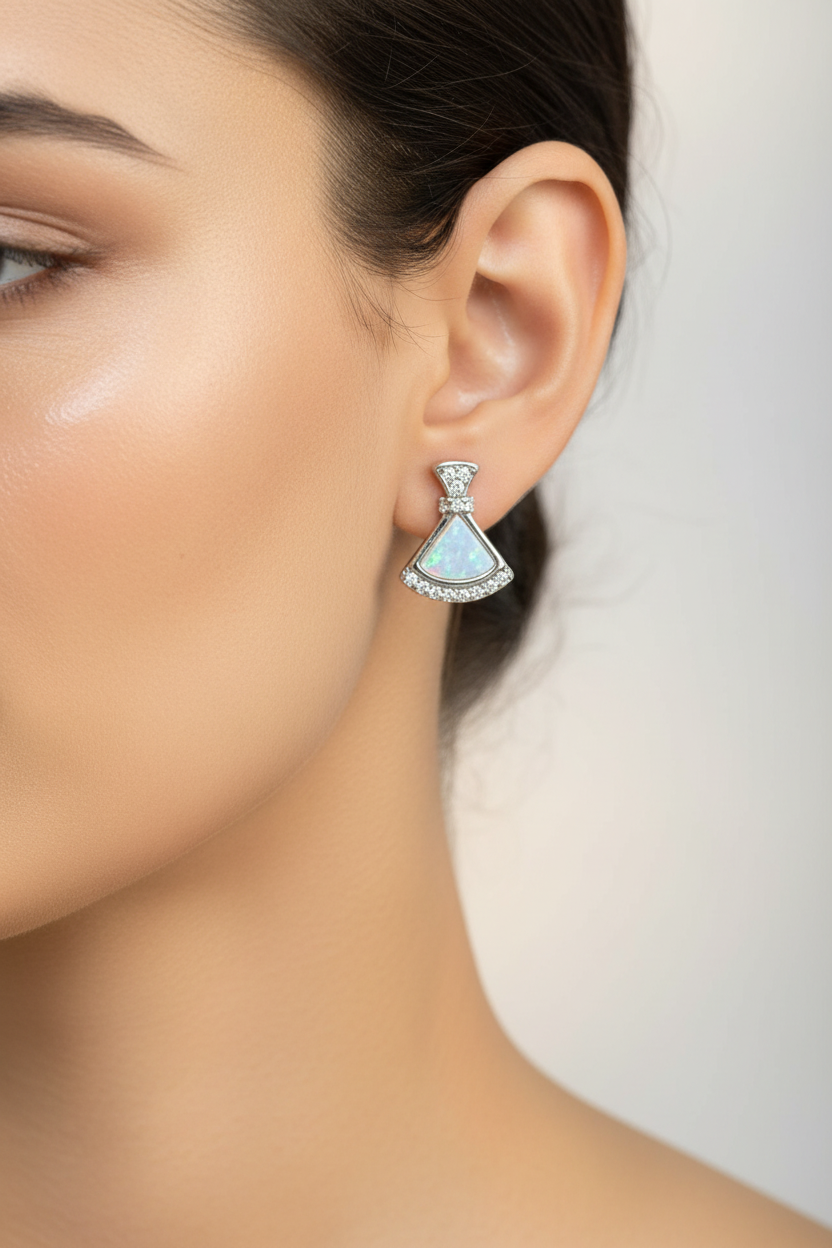 92.5 Silver MOP Triangle Studs | Elegant Modern Design | Jewellery