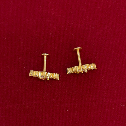 925 Silver Gold Plated 5 Stone Studs for Women | Classic Stud Earrings