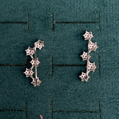 92.5 silver stylish flower earcuffs pair