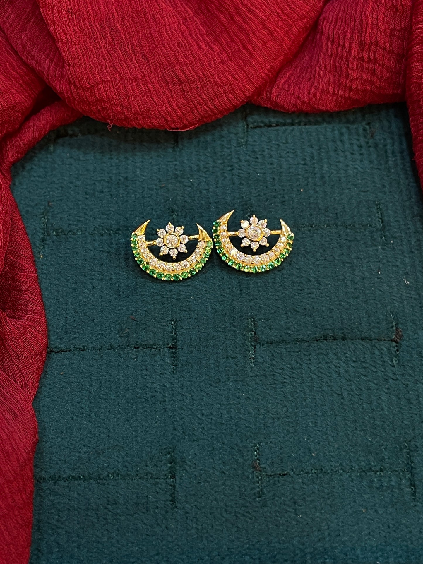 925 Silver Gold Plated Moon Flower Studs