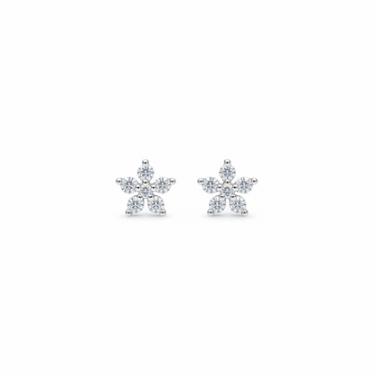 925 Silver 5 Petal Flower - ball back