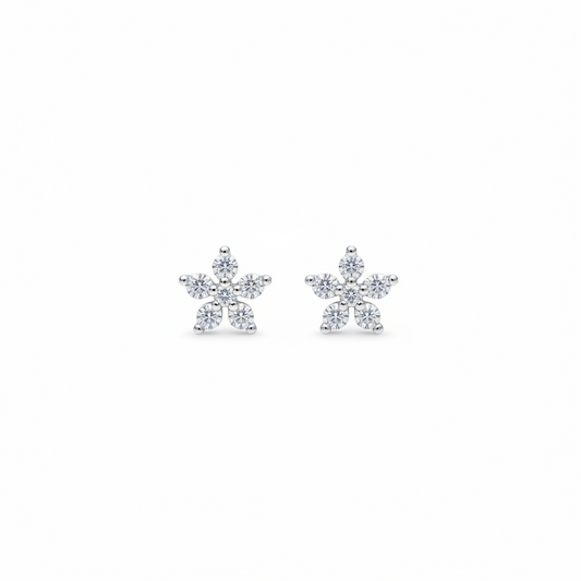 925 Silver 5 Petal Flower - ball back