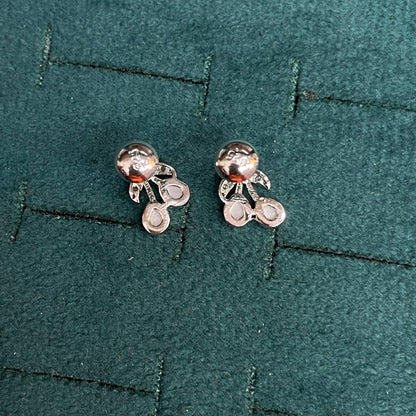92.5 Sterling Silver MOP Cherry Stud Earrings for Women pair